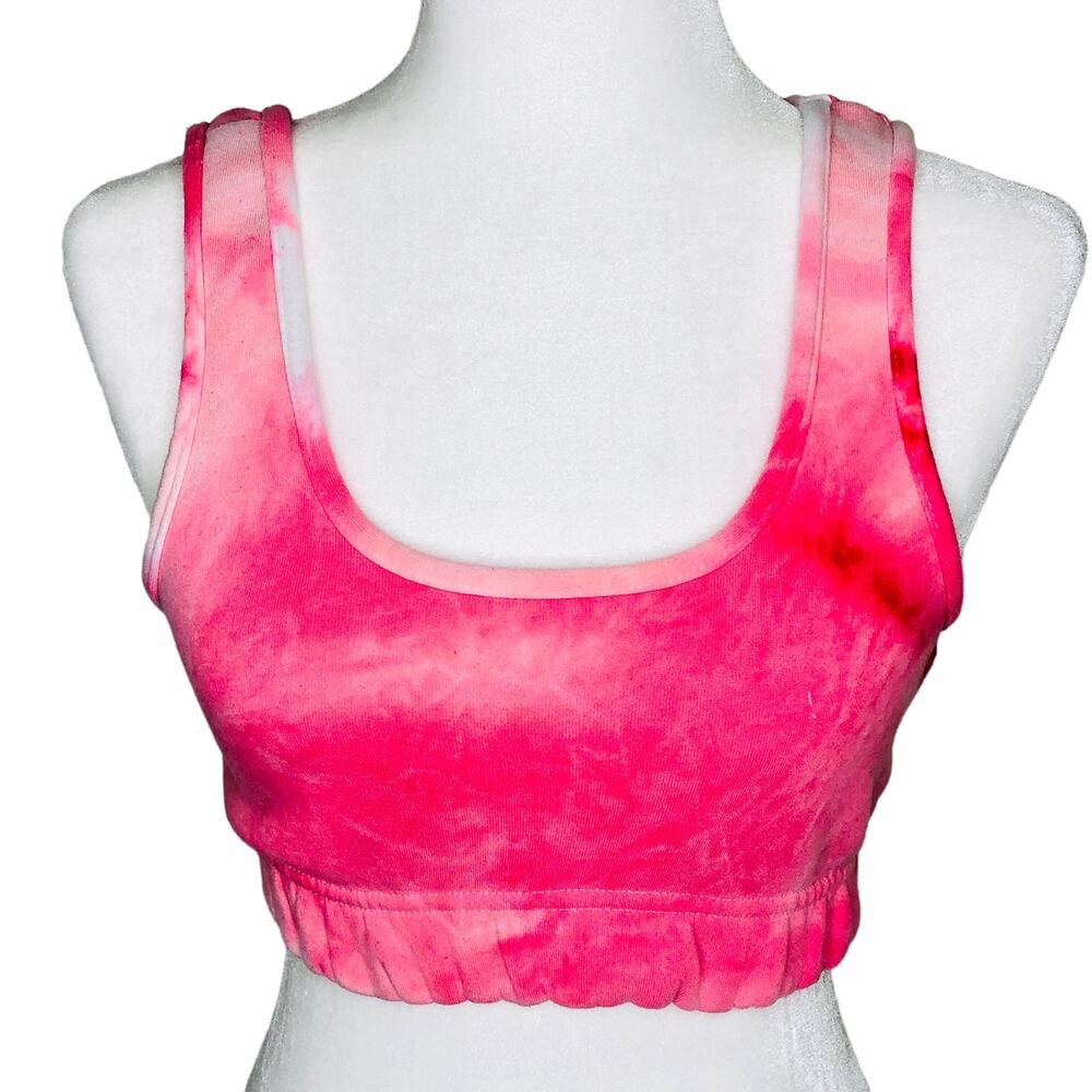 Refuge Athletics Hot Pink Tie Dye Sweatshirt Crop Tank Top Small